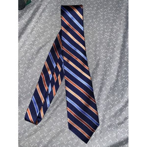 Chaps Mens Orange Blue Varsity Striped Neck Tie 58"x3.5" Nice Sophisticated